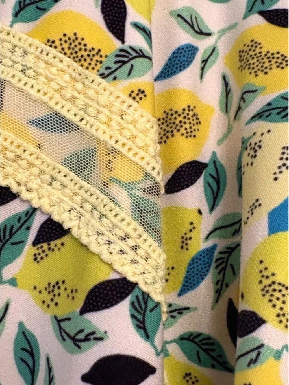 Free People Movement Women's Floral Yellow Lemon Print Skort with Lace Detail